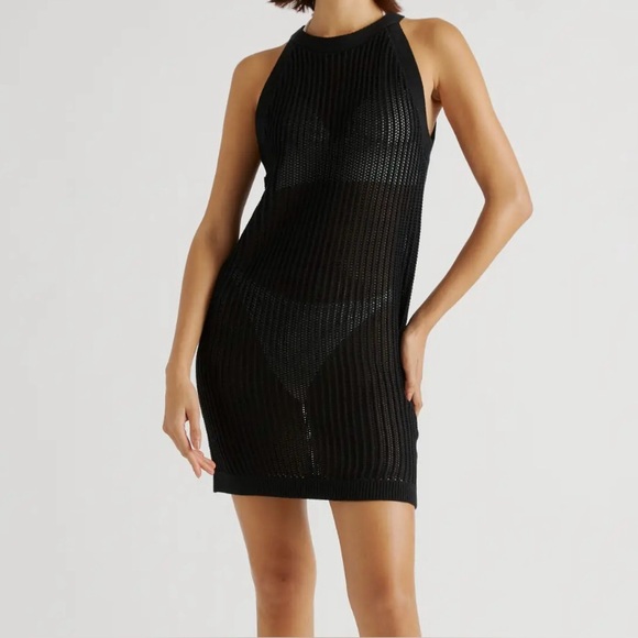 Quince Other - Quince 100% Organic Cotton Open-Knit Cover-Up Mini Dress Black Size Medium